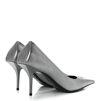 Balenciaga Metallic Nappa Square Knife 80mm Pumps 37 Silver 4 of 9