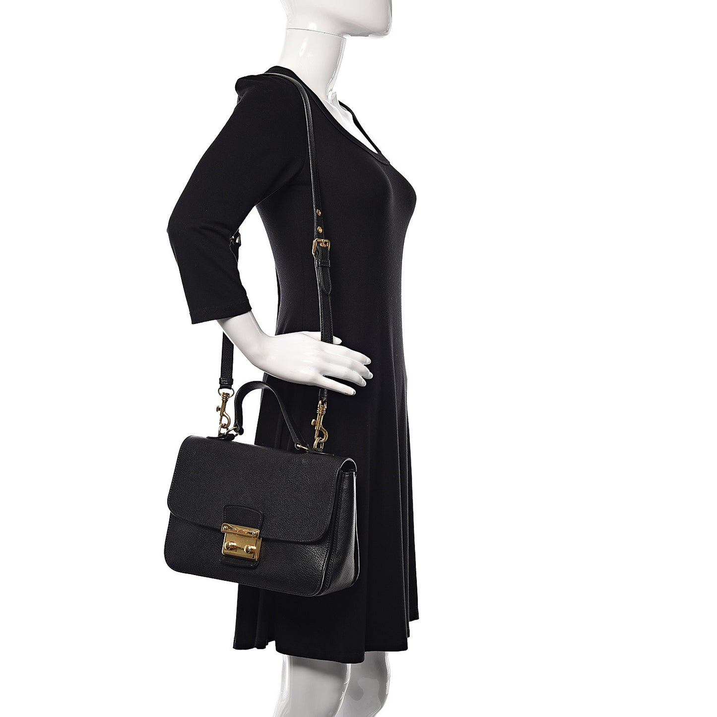 Goatskin Madras Shoulder Bag Black