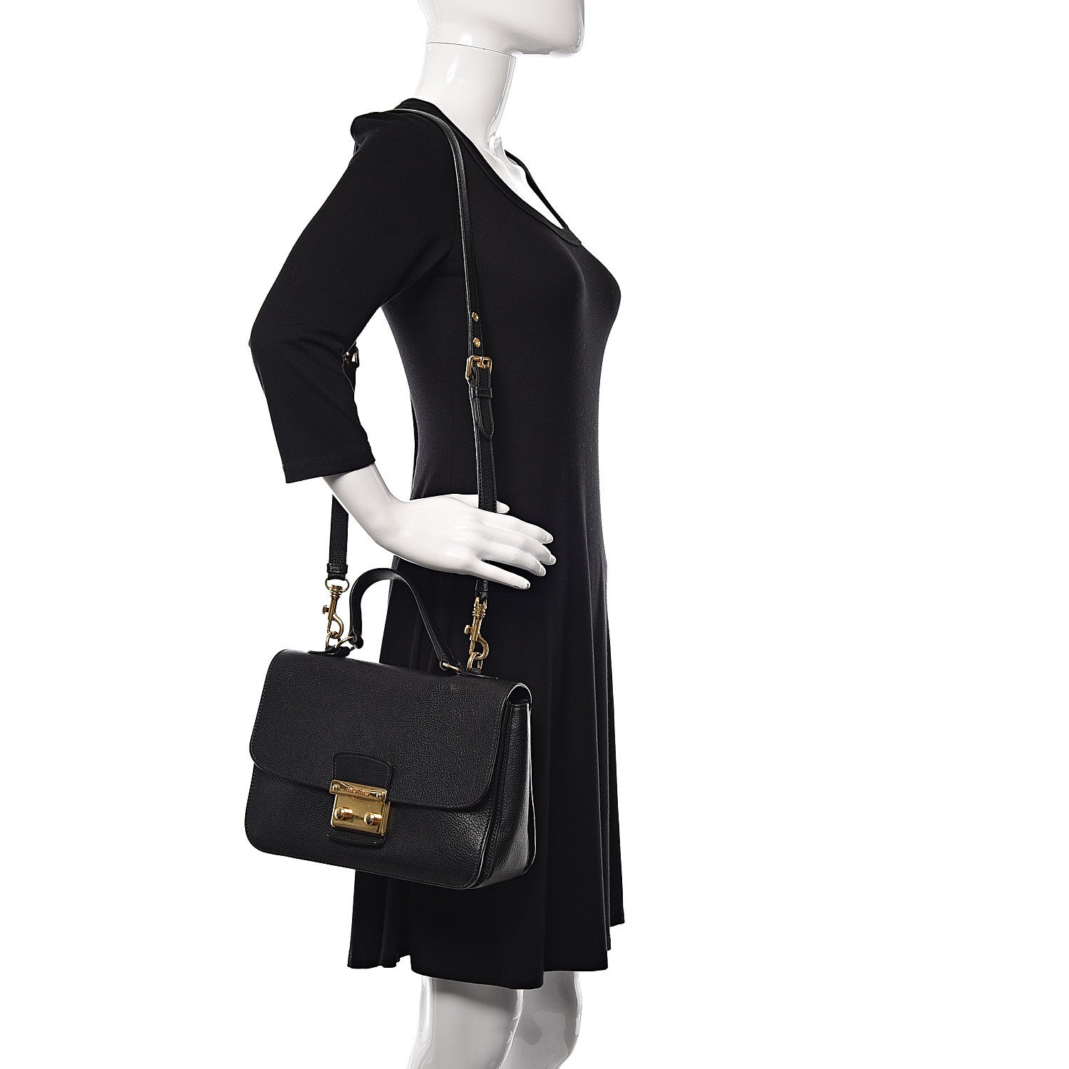 Miu Miu Goatskin Madras Shoulder Bag Black 2 of 24