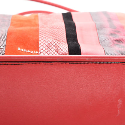 Proenza Schouler Lambskin Lizard Snakeskin Suede Stripe Medium Tote Cuban Red 9 of 10