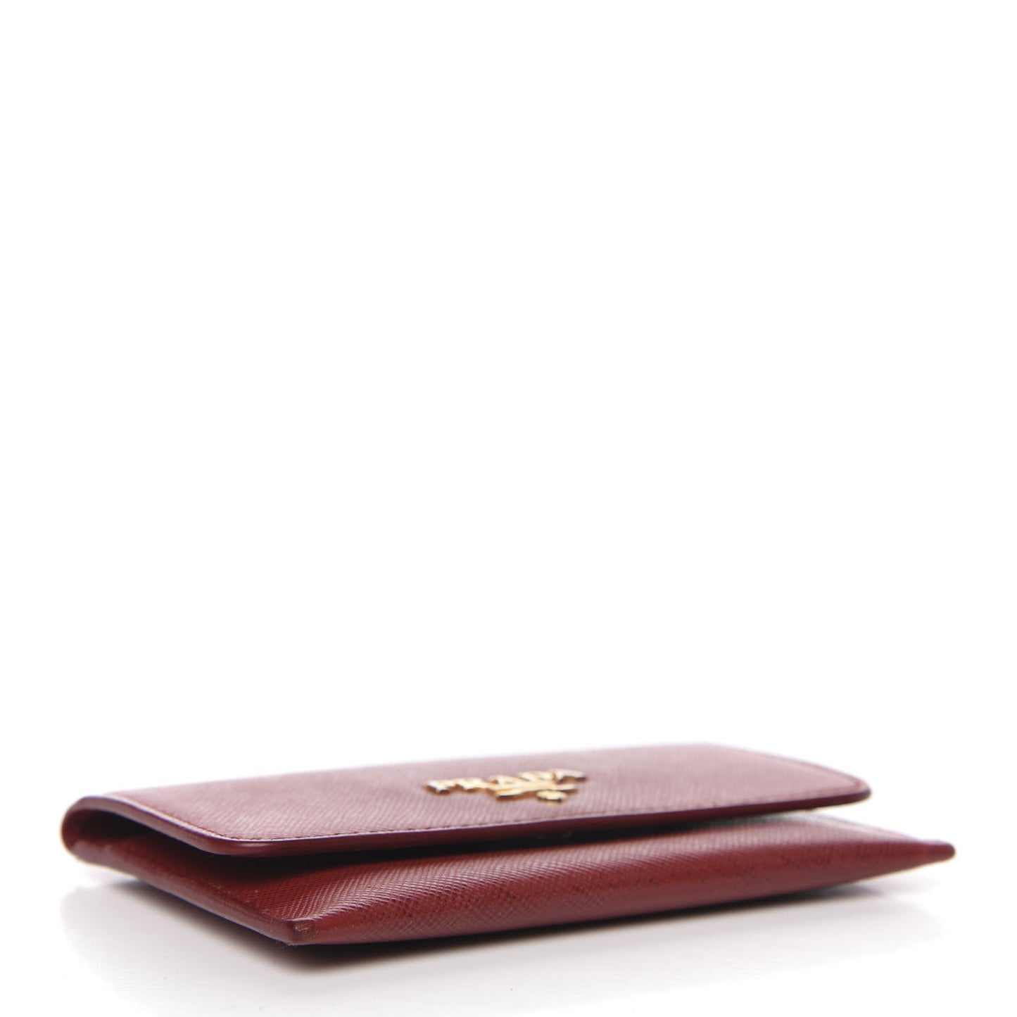 Saffiano Metal Flap Card Holder Rosso