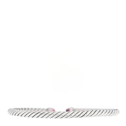 David Yurman Sterling Silver 14K Yellow Gold Garnet 4mm Cable Flex Bracelet 3 of 6