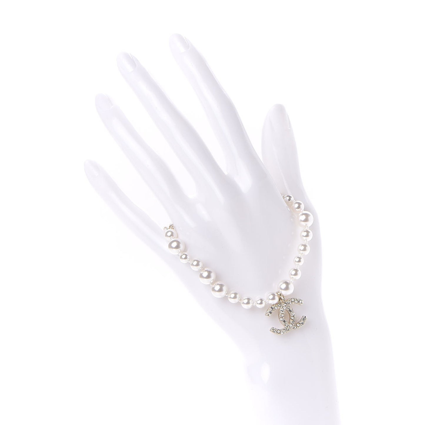 Pearl Crystal CC Bracelet Gold