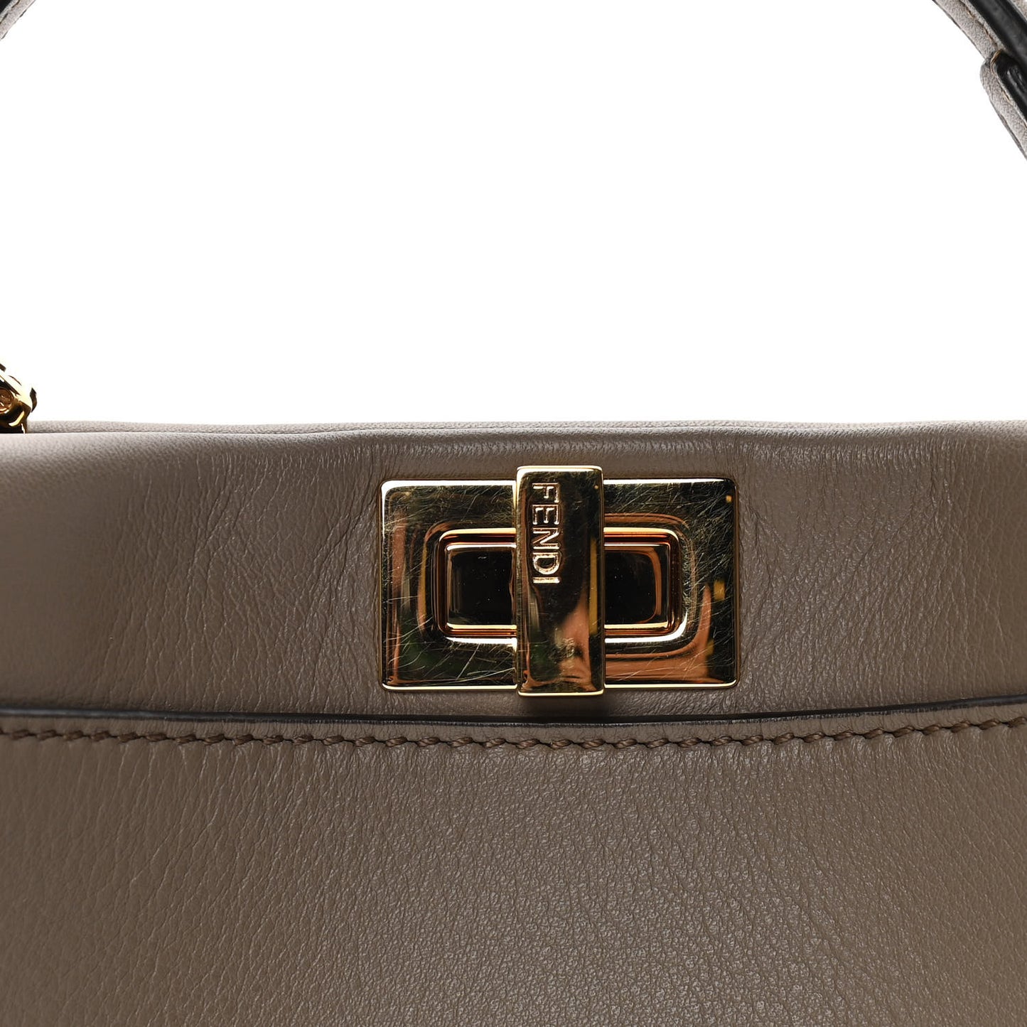 Vitello Seta Canvas FF Embroidered Mini Peekaboo Iconic Satchel Tartufo