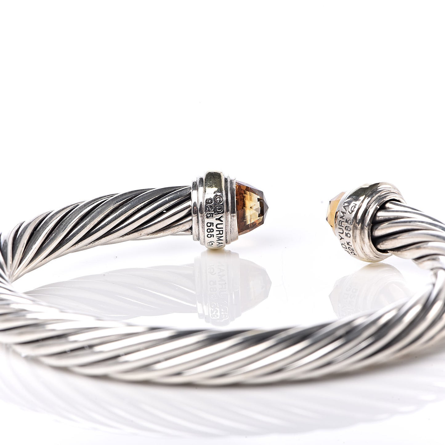Sterling Silver 14K Yellow Gold Citrine 7mm Cable Classics Bracelet