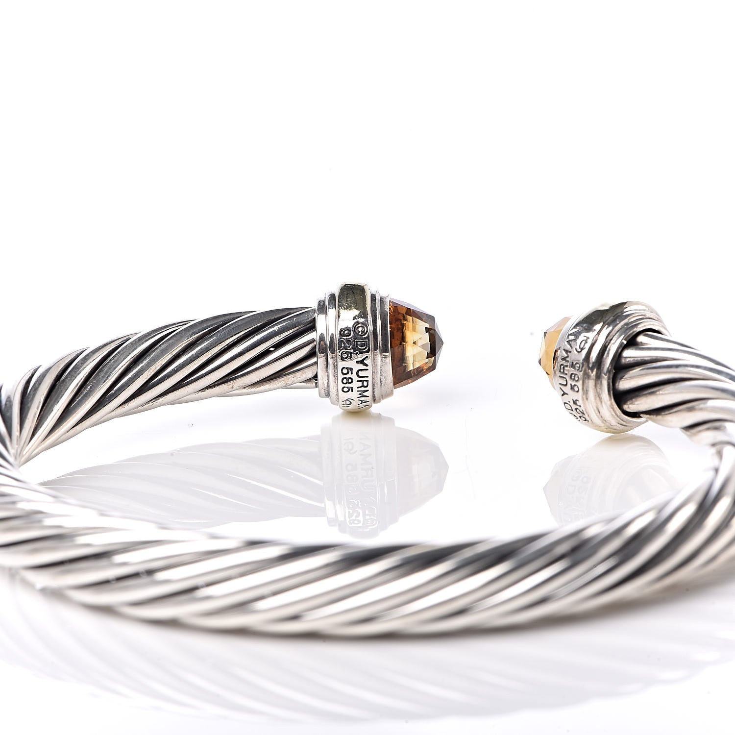 David Yurman Sterling Silver 14K Yellow Gold Citrine 7mm Cable Classics Bracelet 5 of 5