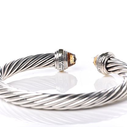 David Yurman Sterling Silver 14K Yellow Gold Citrine 7mm Cable Classics Bracelet 5 of 5