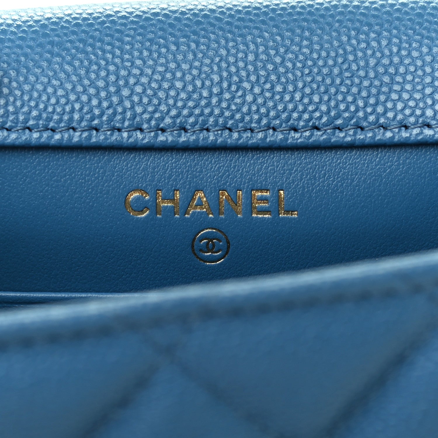 Chanel Caviar Quilted Classic Phone Holder Blue 6 of 10