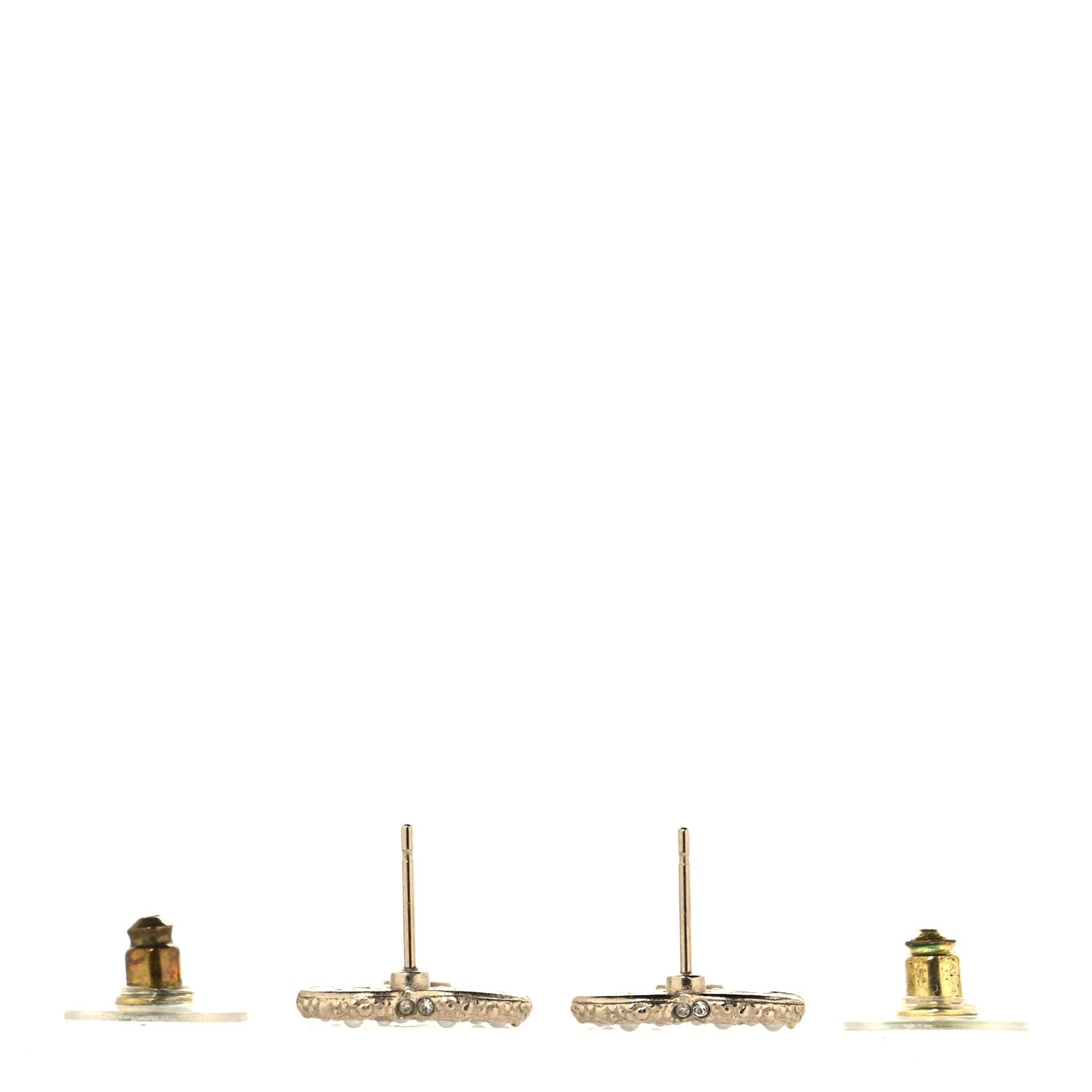 Metal Graduated Pearl Crystal CC Earrings Light Gold