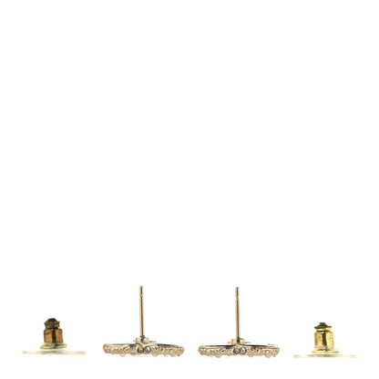Chanel Metal Graduated Pearl Crystal CC Earrings Light Gold 3 of 5