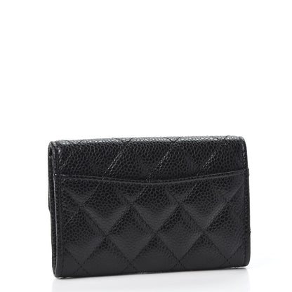 Chanel Caviar Quilted Flap Card Holder Wallet Black 2 of 9