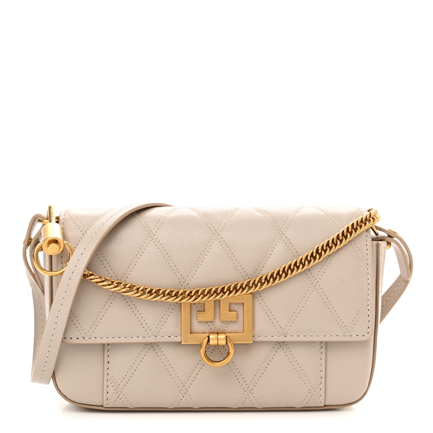 Givenchy Goatskin Quilted GV3 Mini Pocket Convertible Bag Natural 1 of 11
