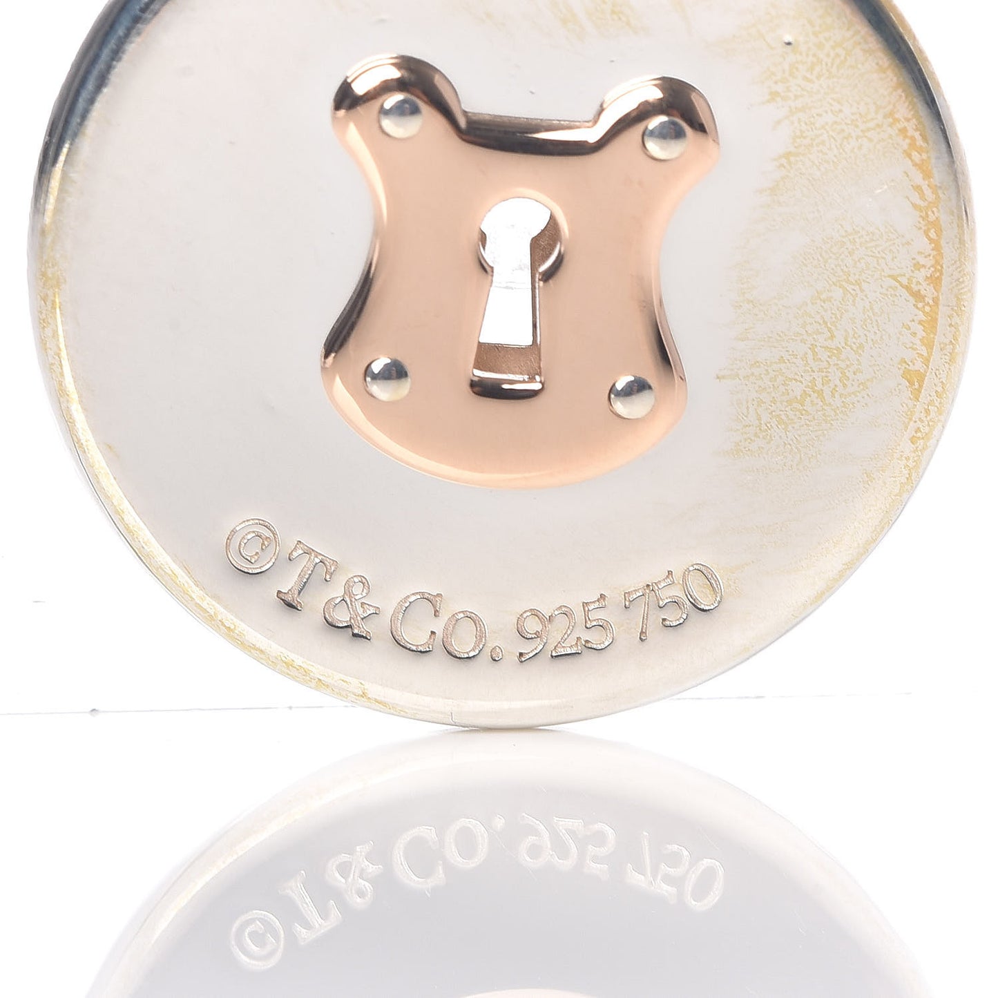 Sterling Silver 18K Rose Gold Round Lock Pendant