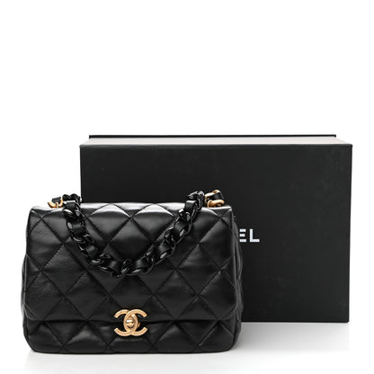 Chanel Lambskin Quilted Small Lacquered Chain Flap Black 11 of 11