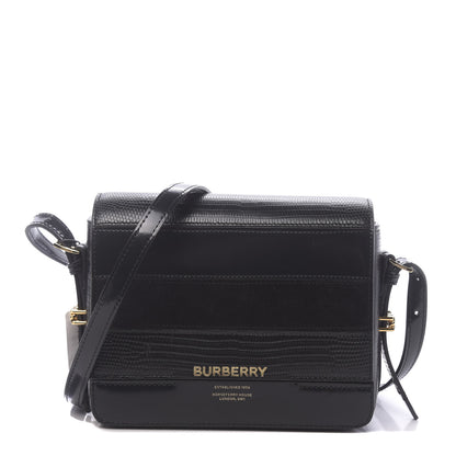 Burberry Calfskin Lizard Embossed Two Tone Small Grace Bag Black 1 of 9
