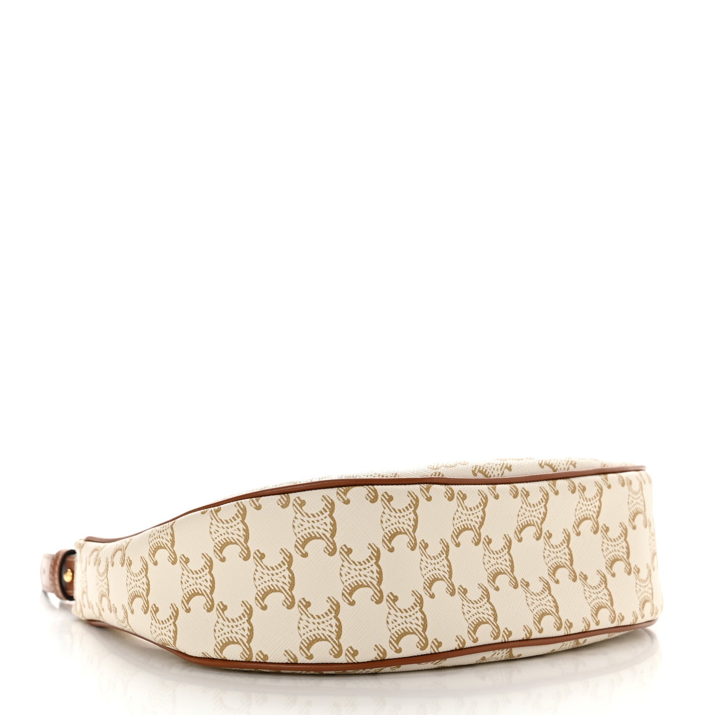 Canvas Calfskin Ava Triomphe Shoulder Bag White