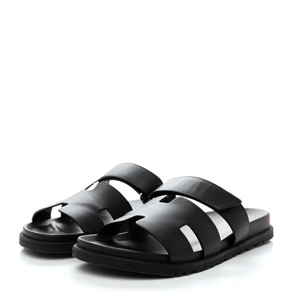 Hermes Calfskin Mens Chypre Sandals 44 Black 3 of 9