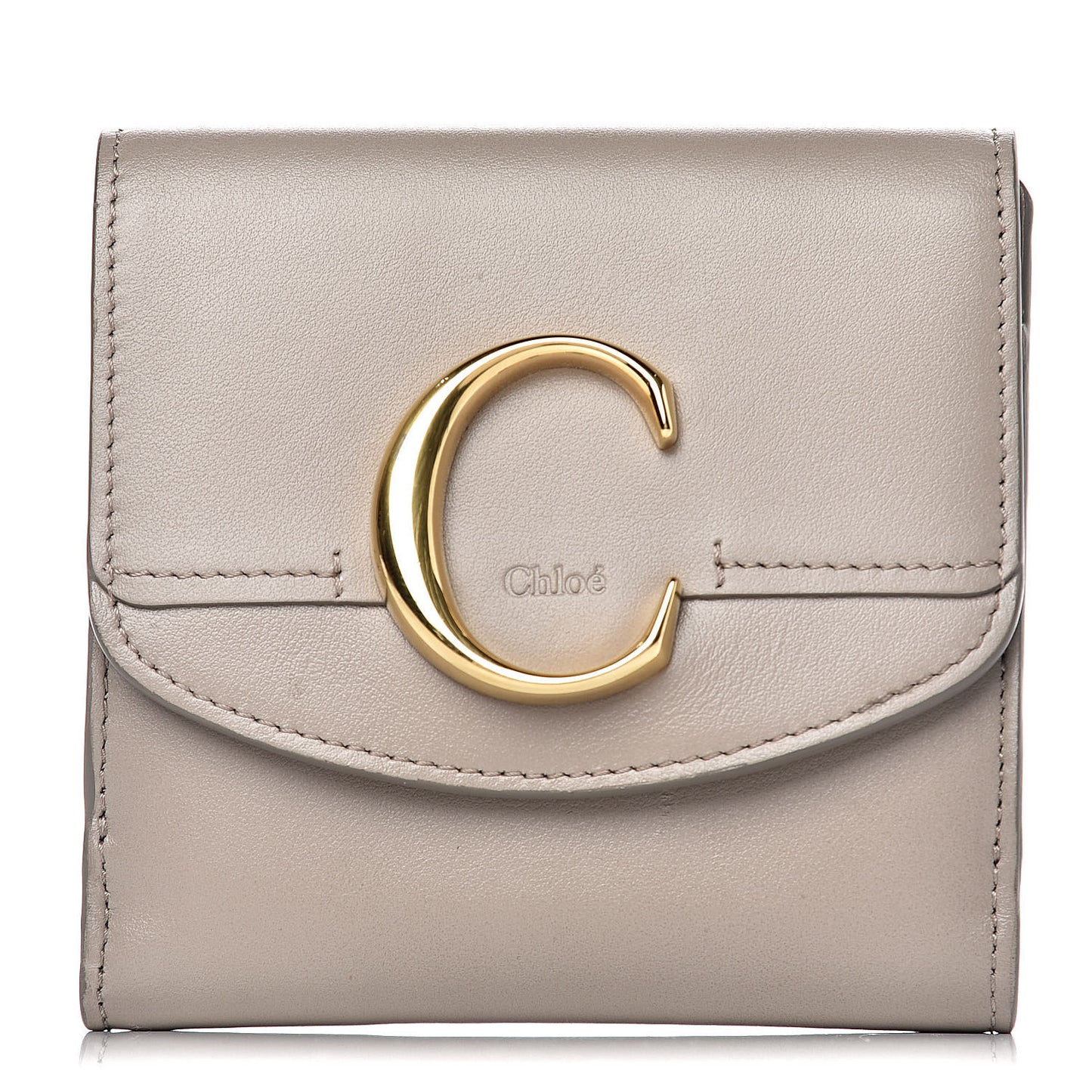 Shiny Calfskin Square Wallet Motty Grey
