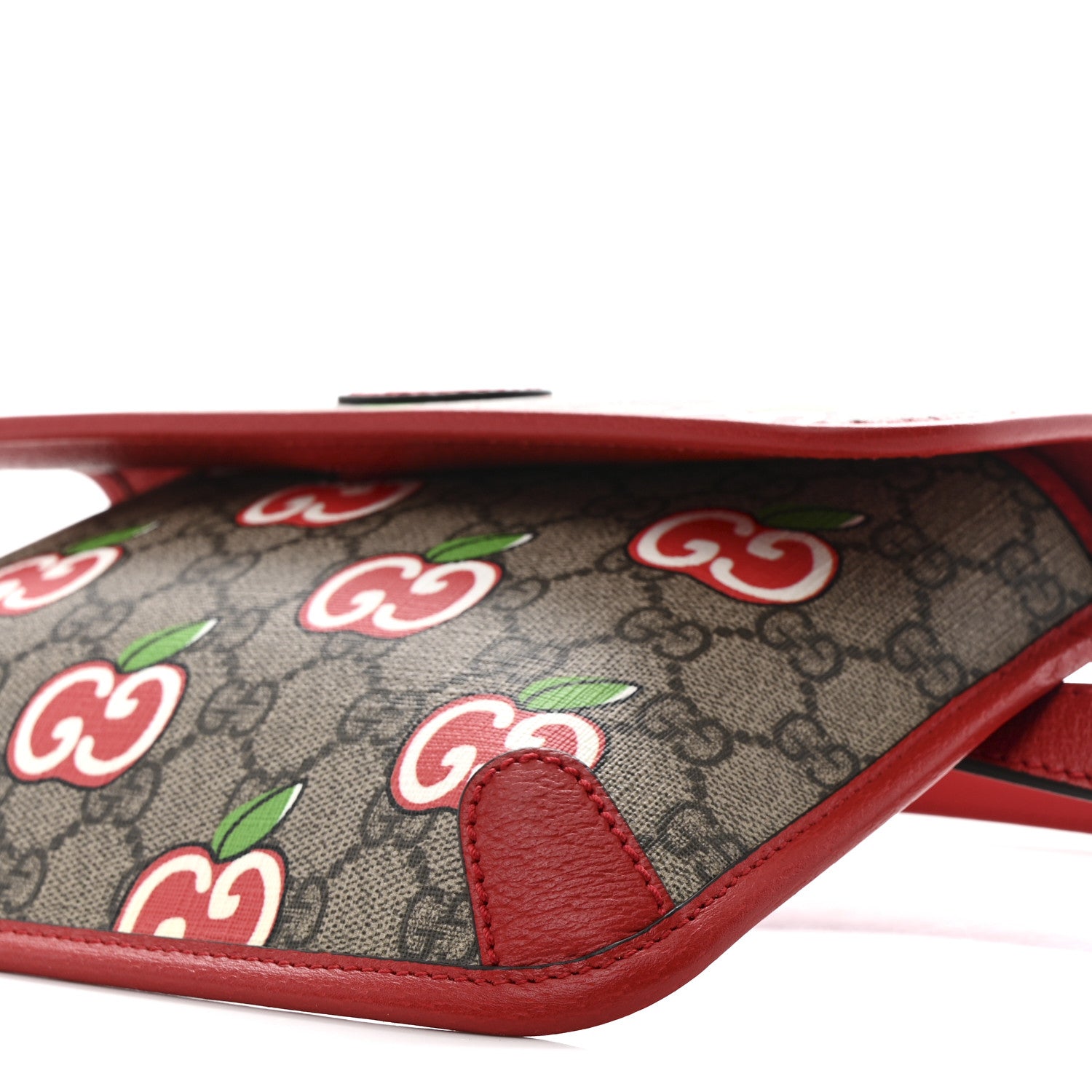 Gucci GG Supreme Monogram Apple Interlocking G Belt Bag Beige Multicolor Lobster Red 10 of 11