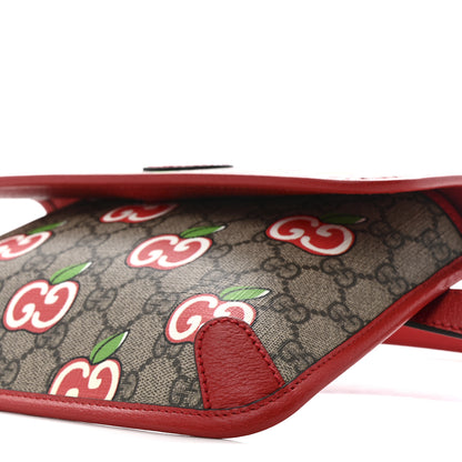 Gucci GG Supreme Monogram Apple Interlocking G Belt Bag Beige Multicolor Lobster Red 10 of 11