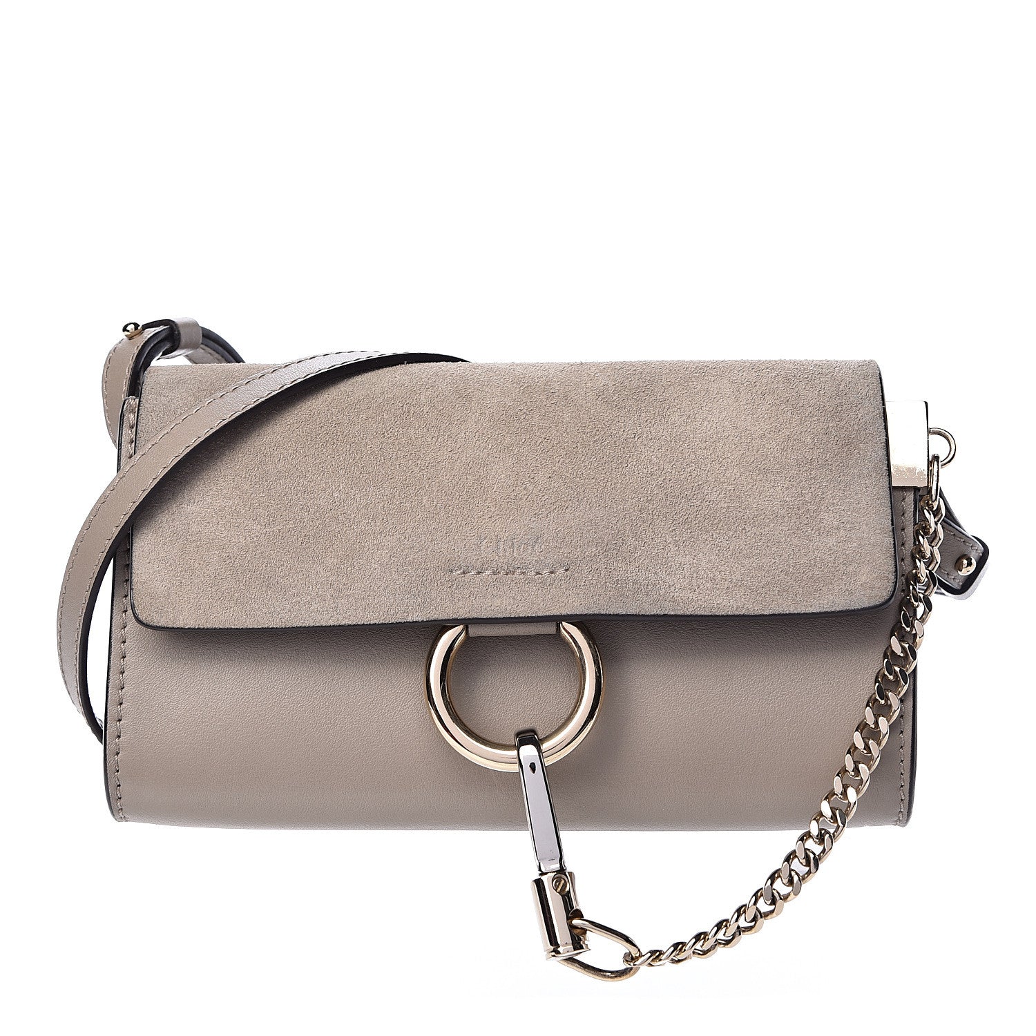 Chloe Suede Calfskin Mini Faye Shoulder Bag Motty Grey 1 of 15