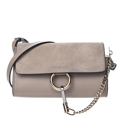 Chloe Suede Calfskin Mini Faye Shoulder Bag Motty Grey 1 of 15
