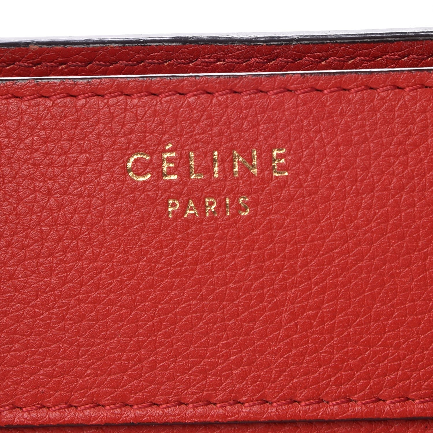 Celine Drummed Calfskin Mini Luggage Coquelicot 7 of 12