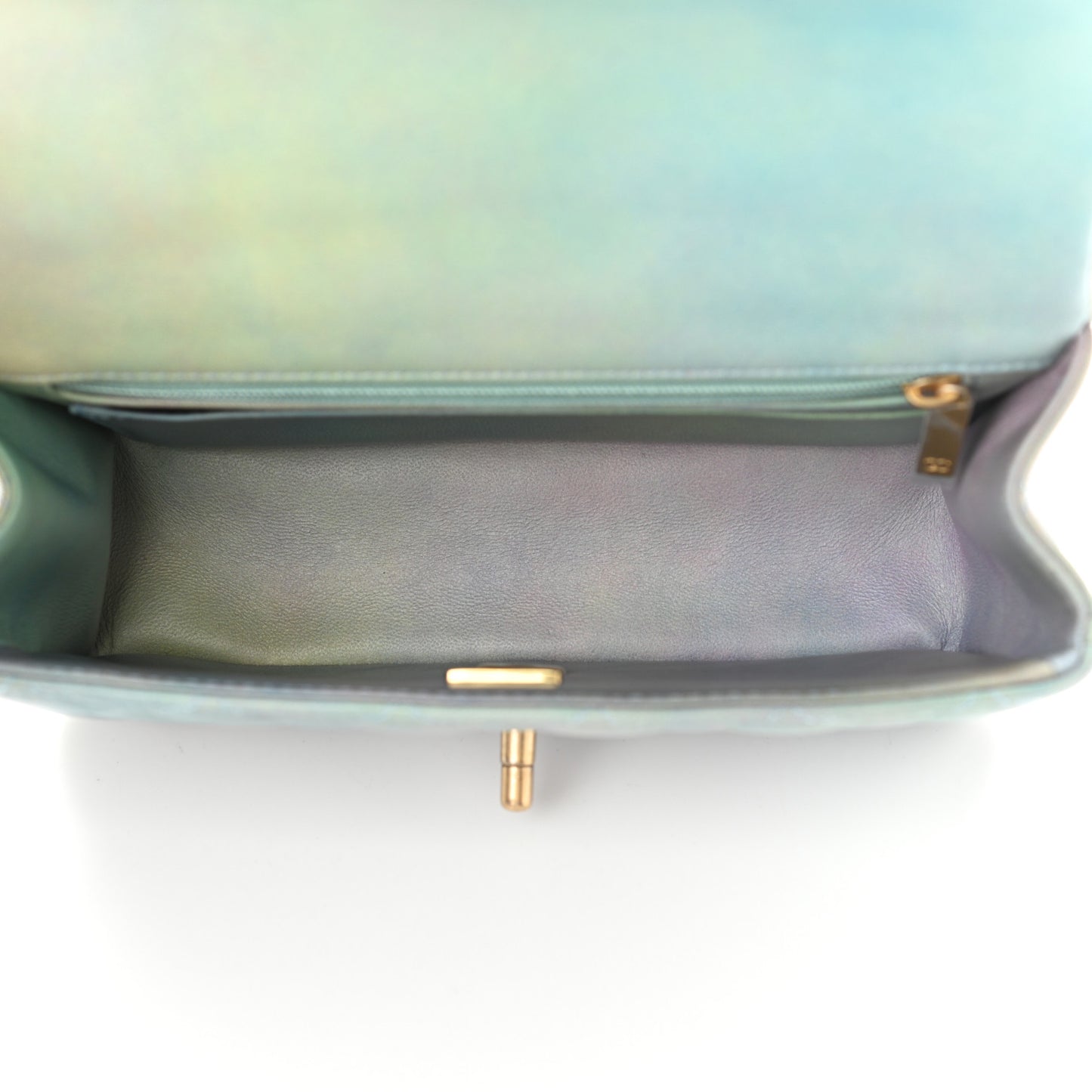 Lambskin Quilted Ombre Mini Top Handle Rectangular Flap Blue Green