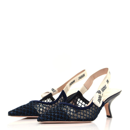 Christian Dior Resille Lambskin Ribbon J'Adior Slingback 65mm Pumps 39 Indigo Blue 3 of 8