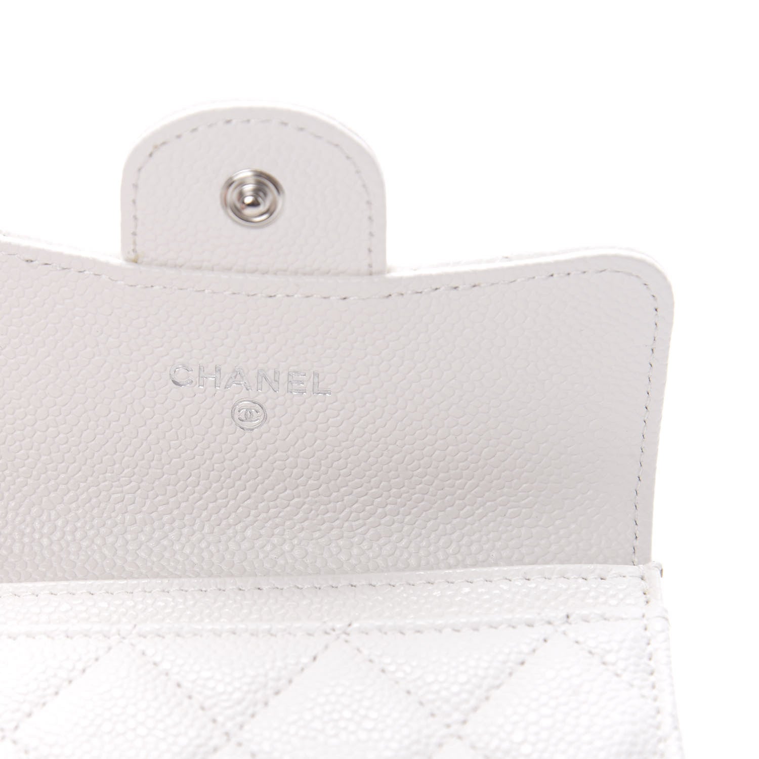 Chanel Caviar Quilted Flap Card Holder Wallet White 6 of 9
