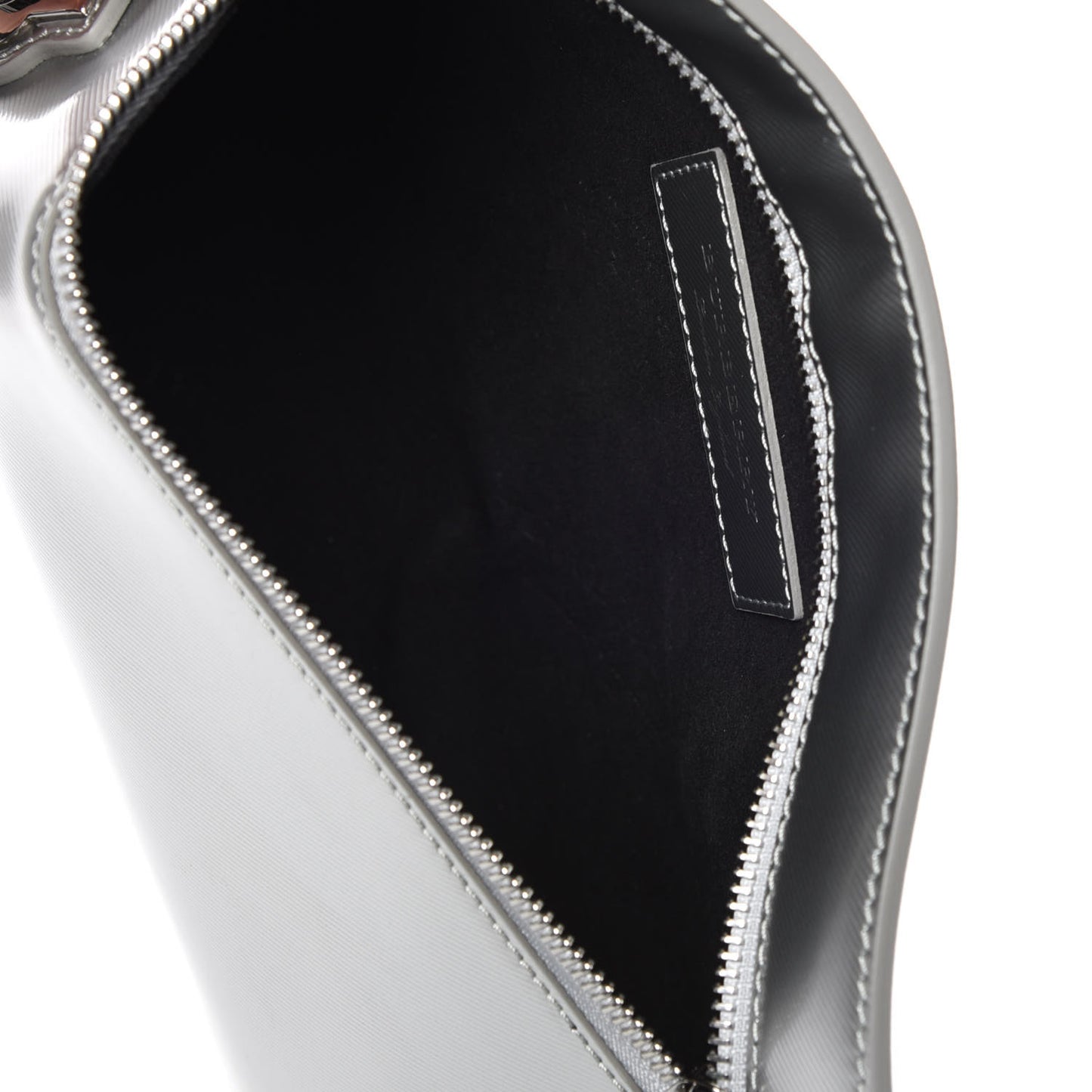 Metallic Trench Calfskin Medium Zip Lock Pouch Silver