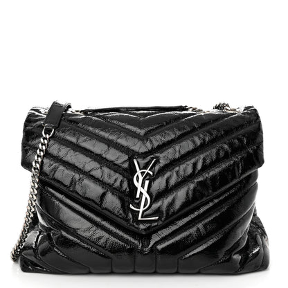 Saint Laurent Patent Y Quilted Monogram Medium Loulou Chain Satchel Black 1 of 11