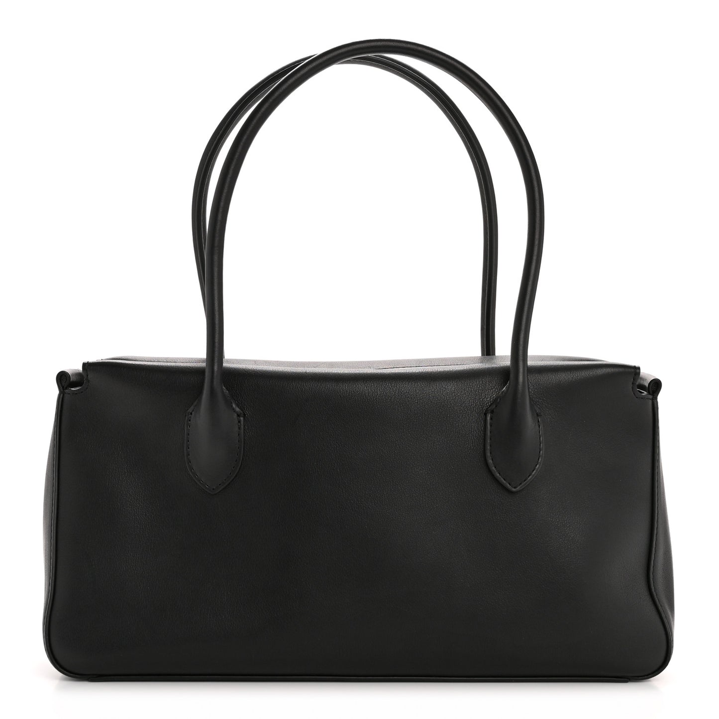 Polished Saddle Calfskin E/W Top Handle Bag Black