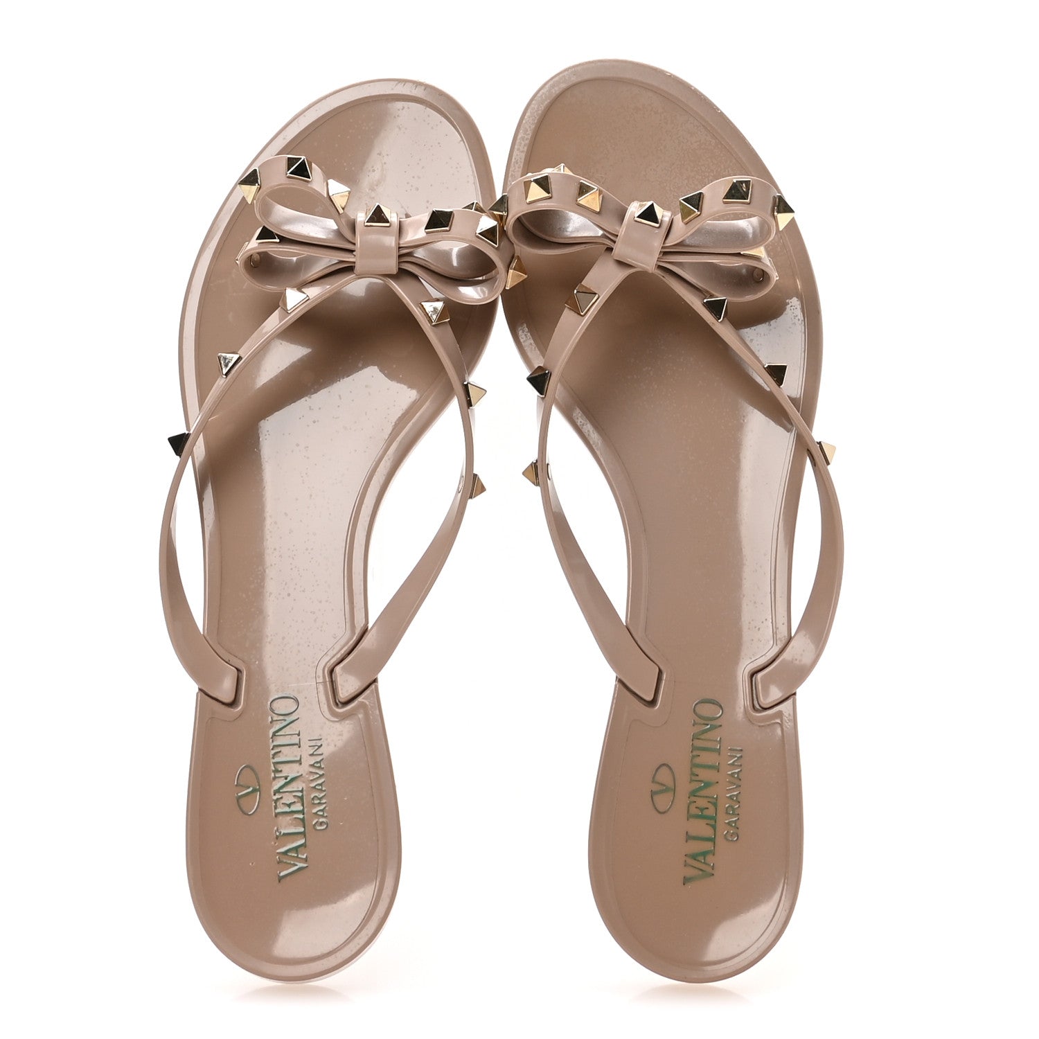 Valentino Garavani PVC Jelly Rockstud Bow Thong Sandals 41 Poudre 2 of 8