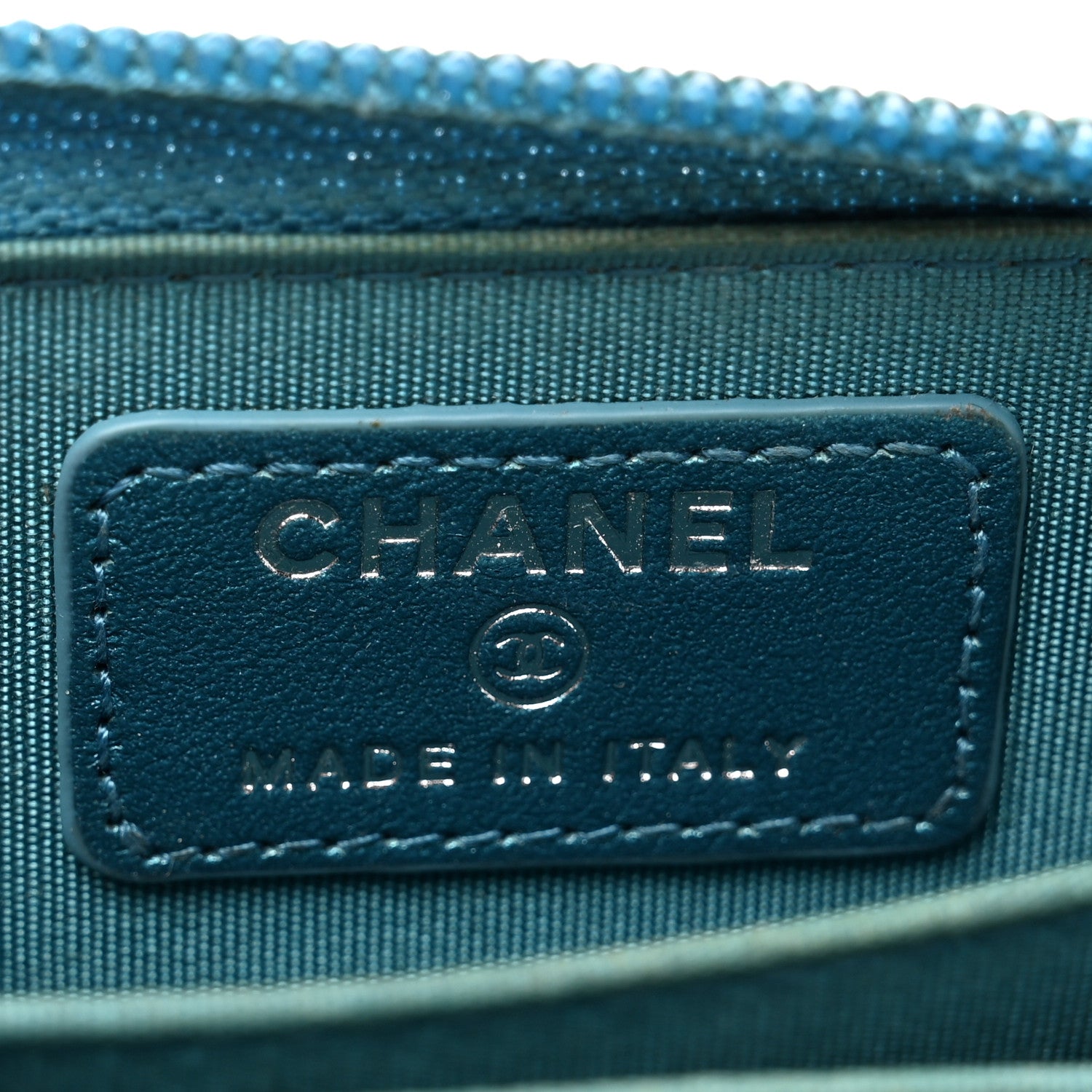 Chanel Metallic Caviar Quilted Boy Zip Around Coin Purse Wallet Turquoise 6 of 9