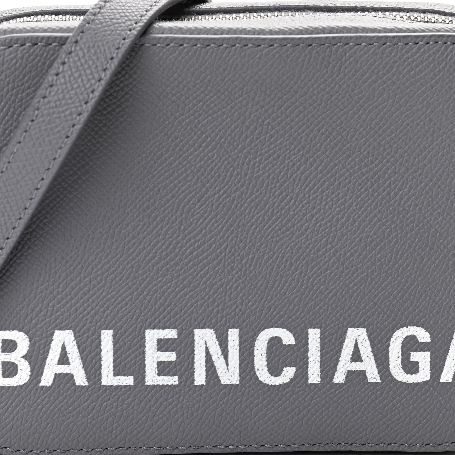 Balenciaga Grained Calfskin Logo XS Ville Camera Bag Gris Perle Fonce White 7 of 9