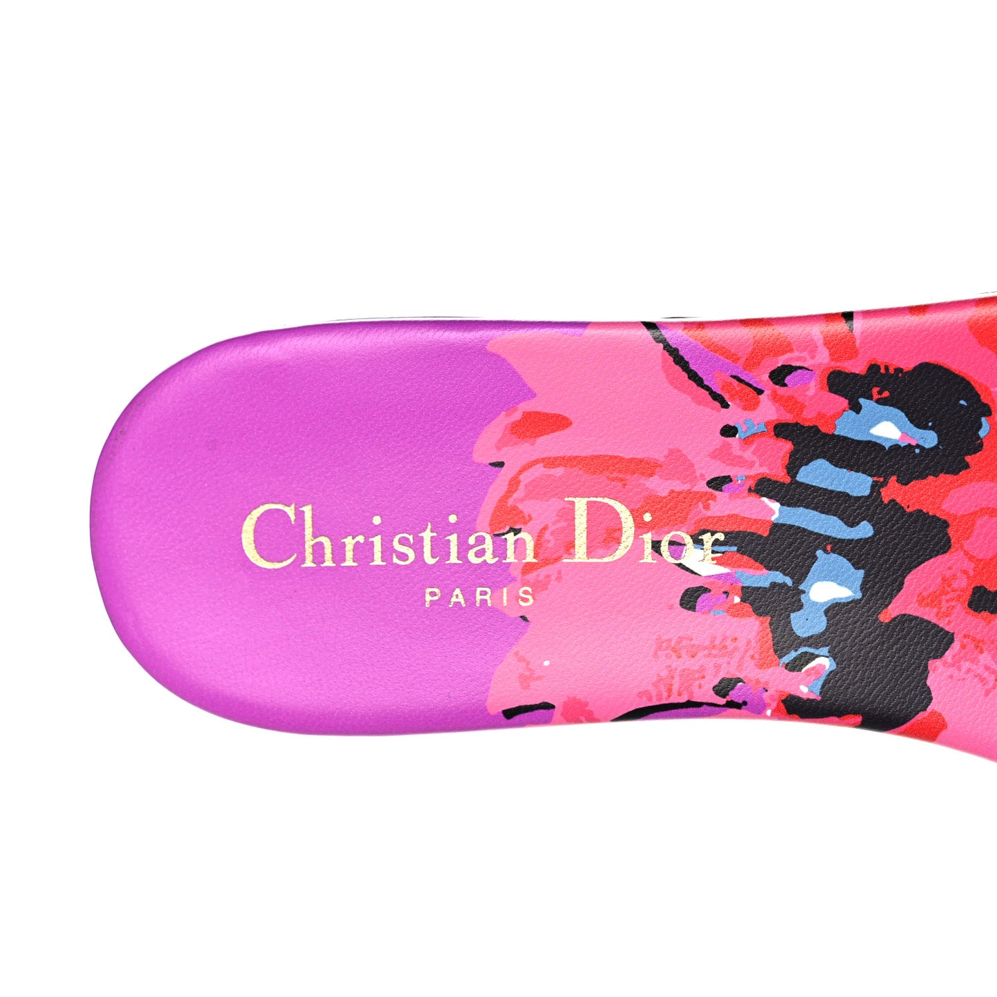 Canvas D-Flower Pop Embroidered Dway Flat Slide Sandals 37.5 Pink Purple Multicolor