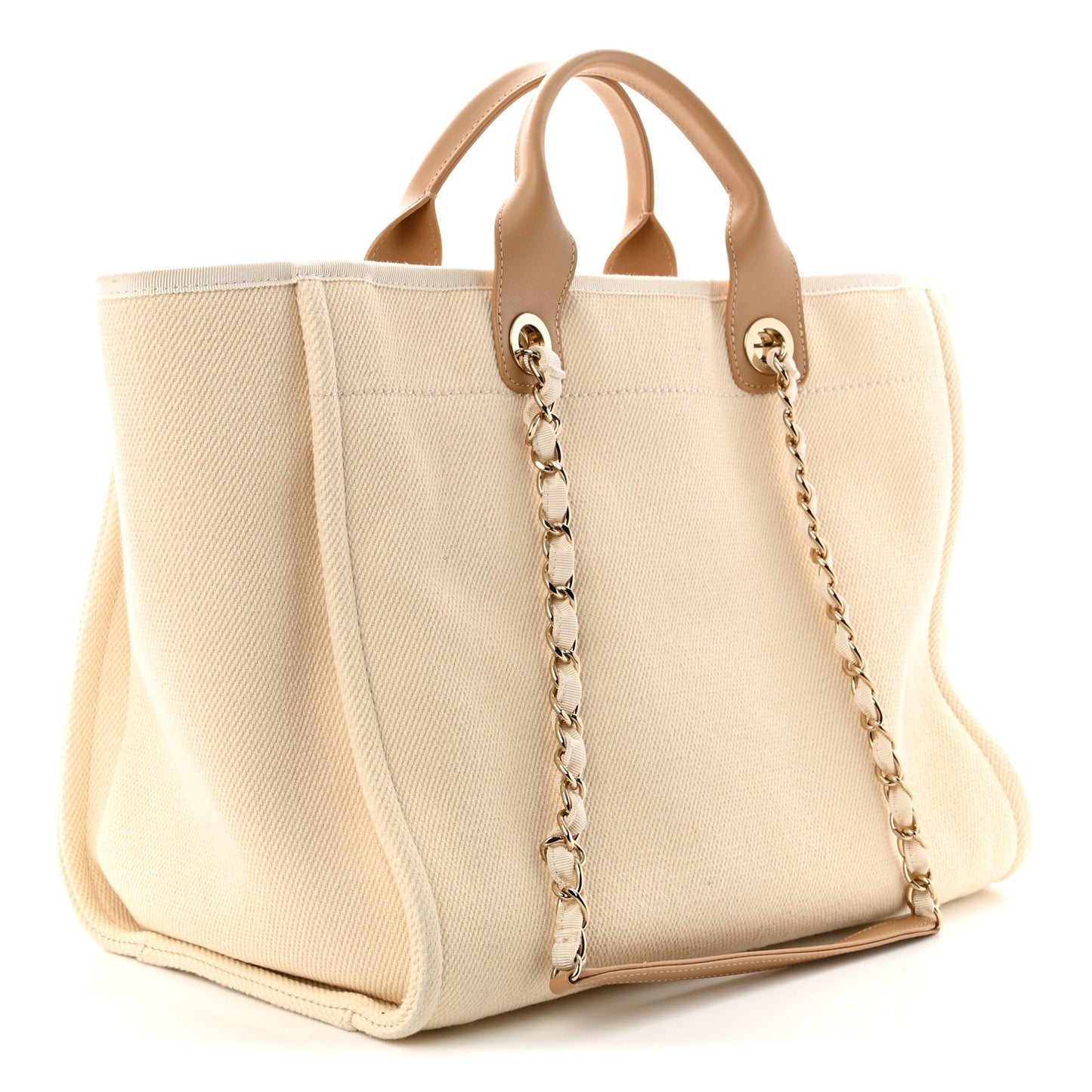 Canvas Pearl Medium Deauville Tote Ecru Beige