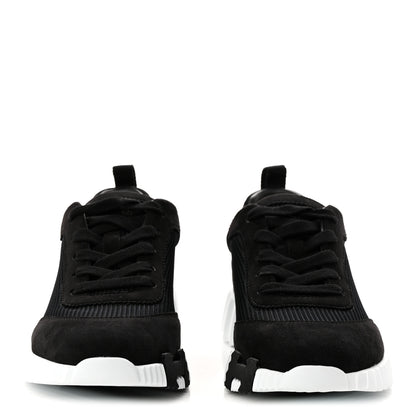 Hermes Air Mesh Suede Goatskin Bouncing Sneakers 39 Black 3 of 10