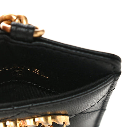 Chanel Shiny Goatskin Quilted Chanel 19 Card Holder On Chain Black 4 of 11