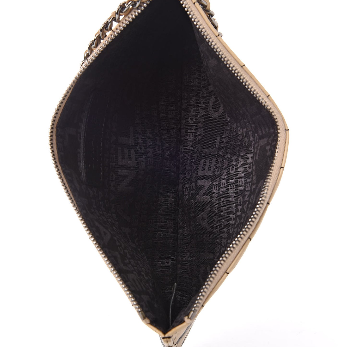 Lambskin Crossword Pochette Beige Black