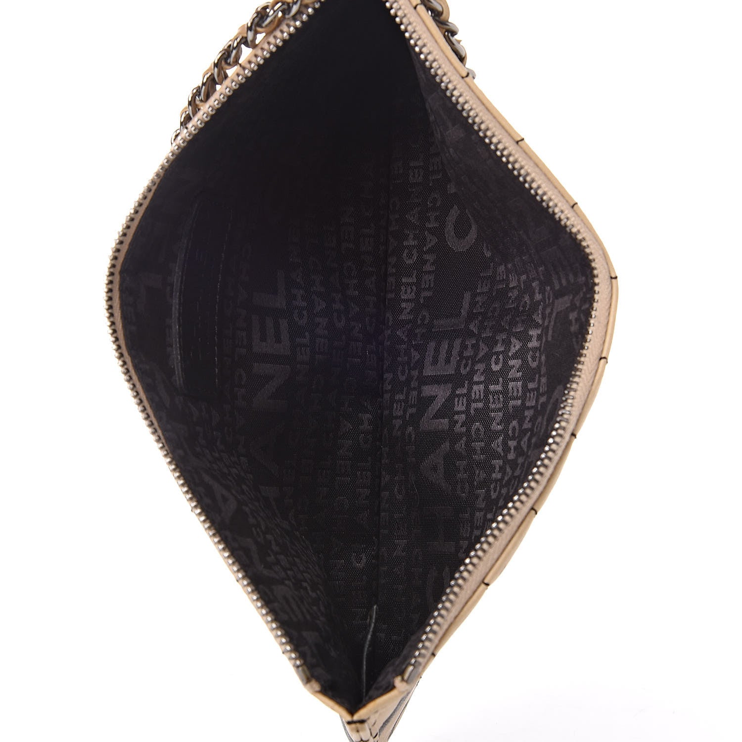 Chanel Lambskin Crossword Pochette Beige Black 9 of 10