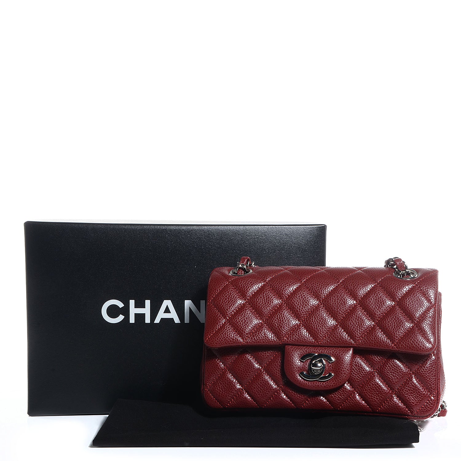 Chanel Caviar Quilted Mini Rectangular Flap Dark Red 9 of 9