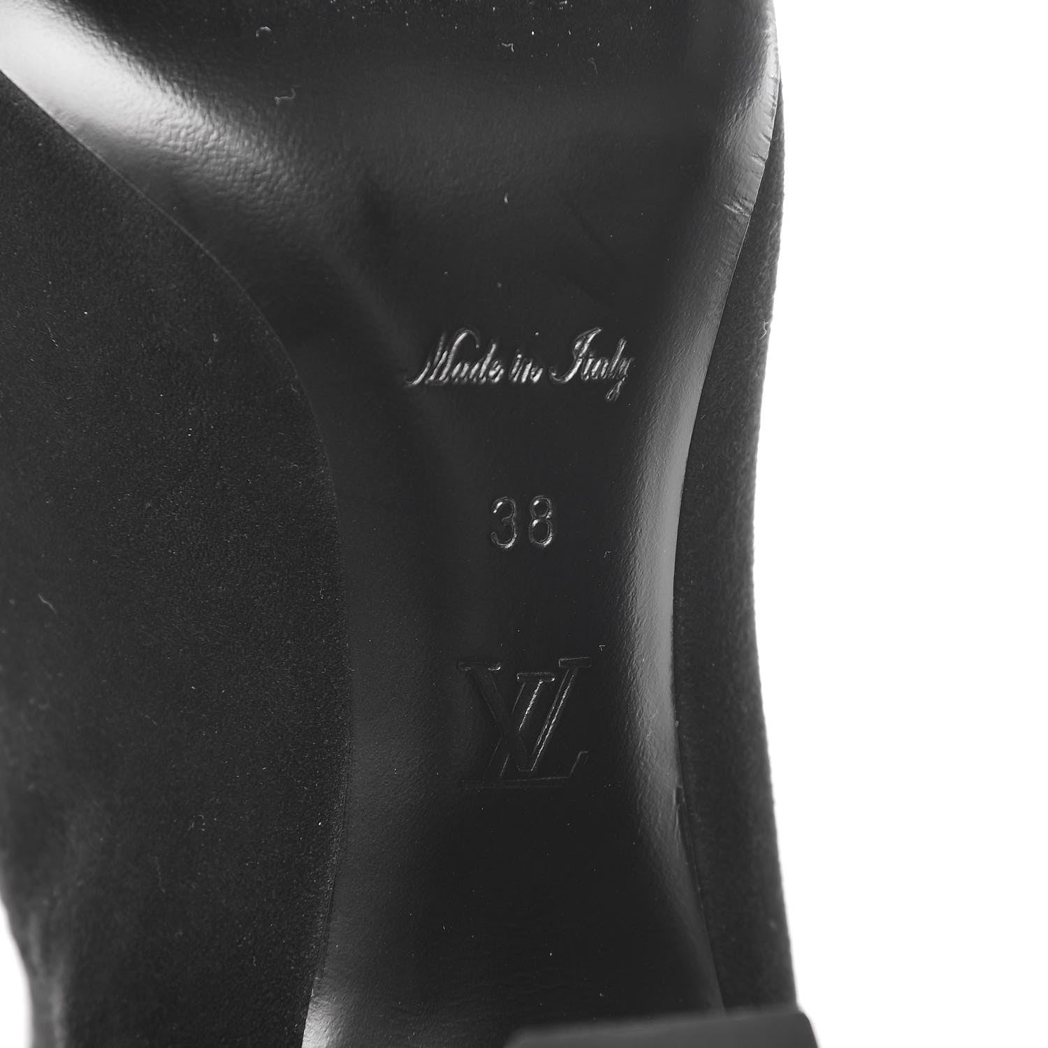 Louis Vuitton Suede Monogram Uniformes Cap Toe Chelsea 75mm Ankle Boots 38 Black 7 of 10