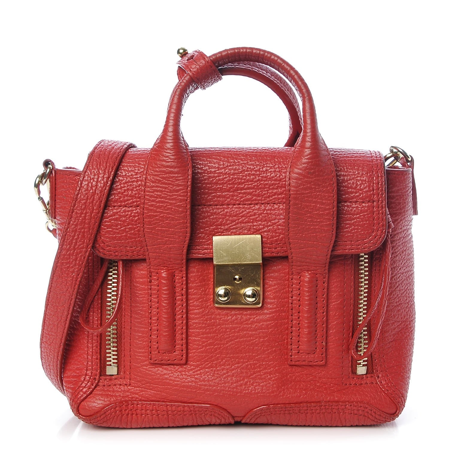 3.1 Phillip Lim 3.1 Textured Calfskin Mini Pashli Satchel Red 1 of 14
