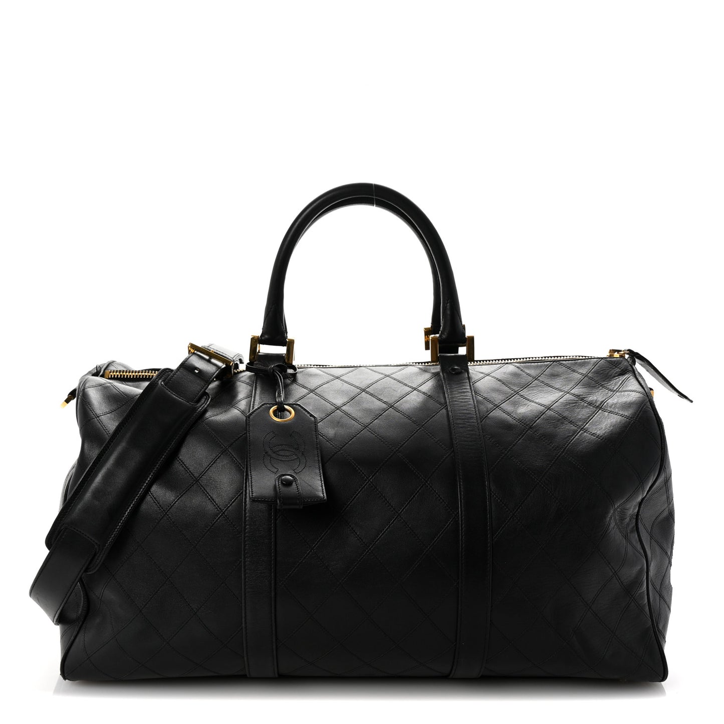 Calfskin Stitched Duffle Bag Black