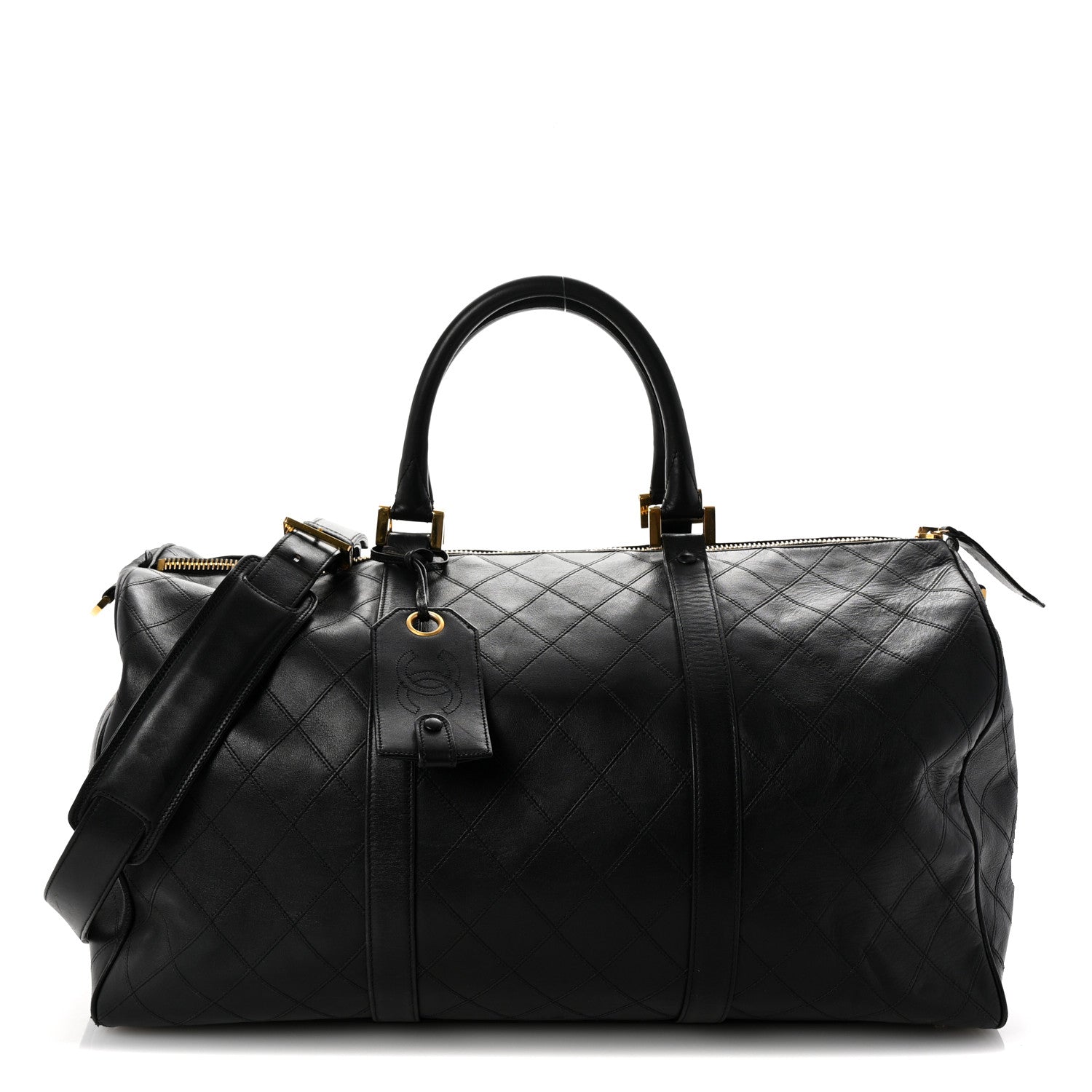 Chanel Calfskin Stitched Duffle Bag Black 1 of 9