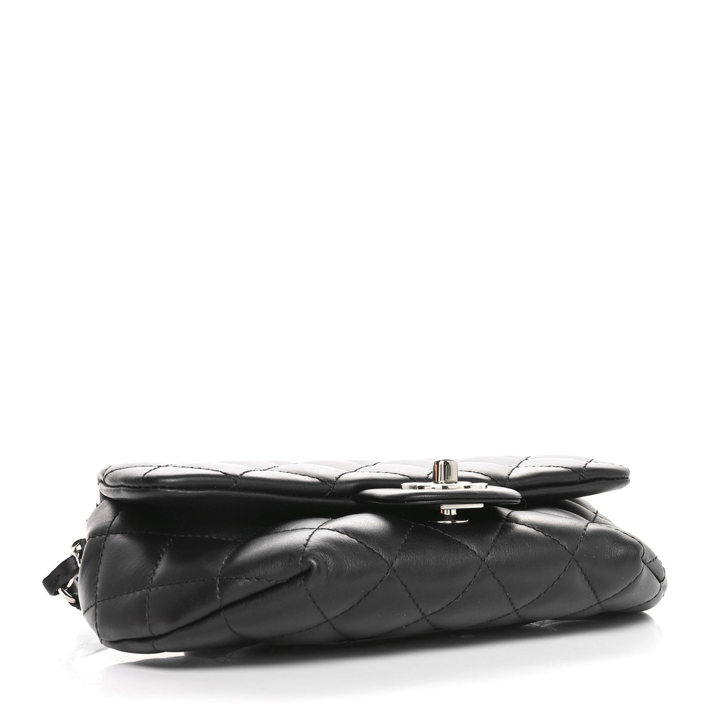 Calfskin Quilted CC Uniform Flap Belt Bag Black