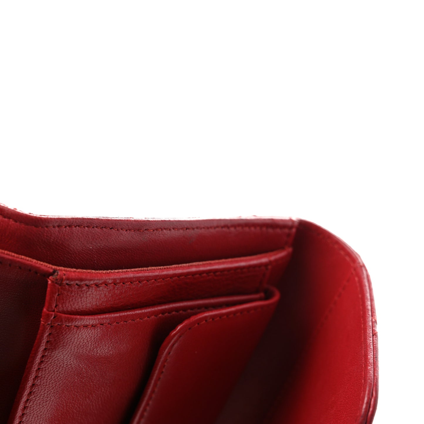 Lambskin Quilted Large Flap Wallet Red