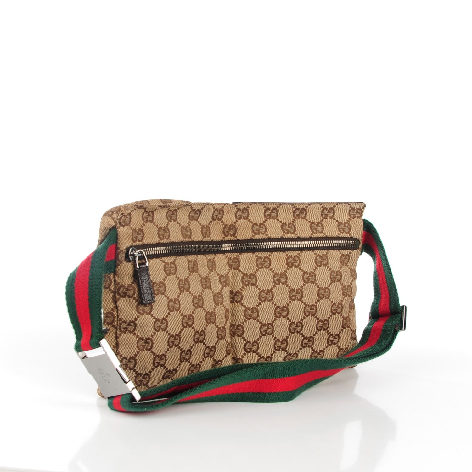 Gucci GG Monogram Web Double Pocket Belt Bag Dark Brown 3 of 8